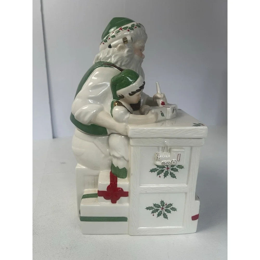 Lenox Santa Workbench Christmas Cookie Jar Santa's Holiday Toy Shop